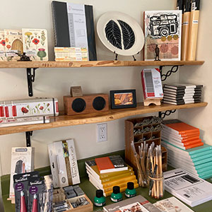 Art supplies at the Makers' Market Shop and Studio, next to El El Frijoles in Sargentville, Maine