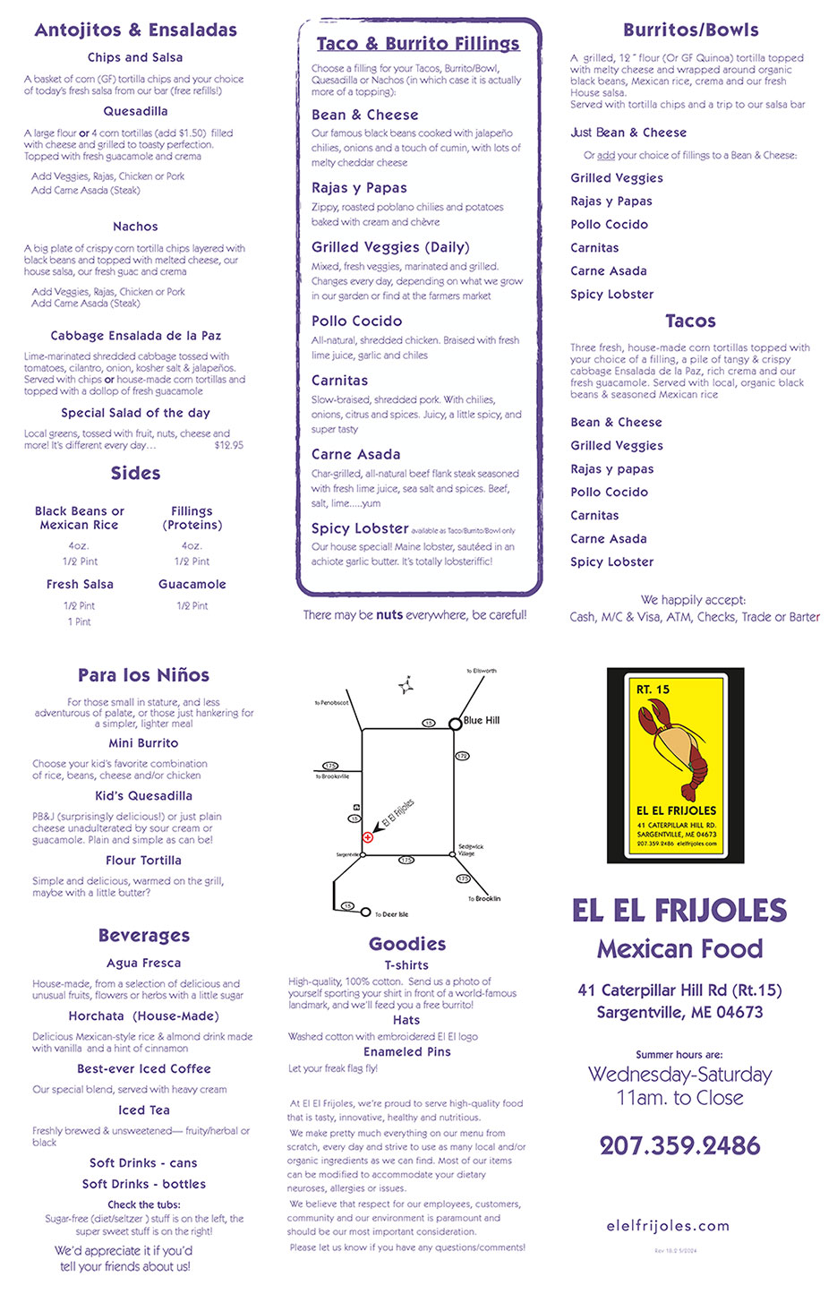 El El Frijoles menu page 1